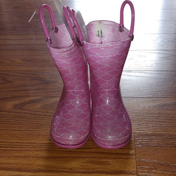 Girls Capelli New York pink mermaid print rain boots Sz 6 NWT - Picture 2 of 8